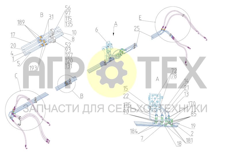 Гидрооборудование жатки (161.27.09.000-01) (№170 на схеме)